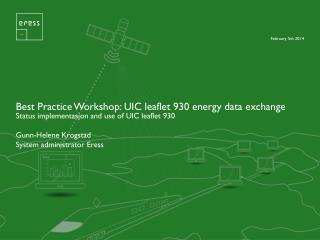 Best Practice Workshop: UIC leaflet 930 energy data exchange