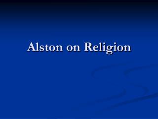 Alston on Religion