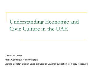 Understanding Economic and Civic Culture in the UAE