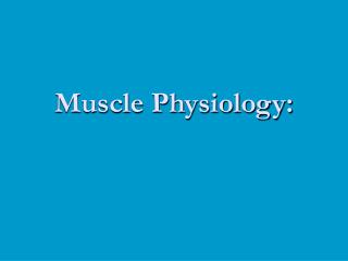 Muscle Physiology: