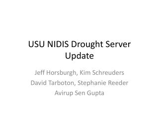 USU NIDIS Drought Server Update