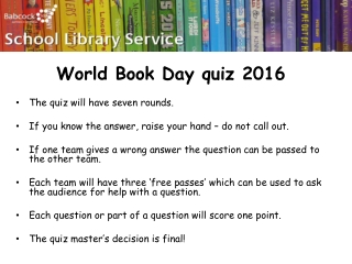 World Book Day quiz 2016