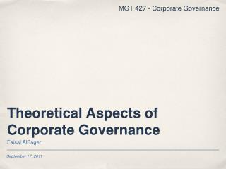 Theoretical Aspects of Corporate Governance