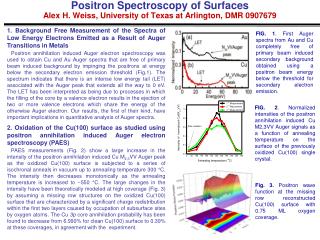 Positron Spectroscopy of Surfaces Alex H. Weiss, University of Texas at Arlington, DMR 0907679