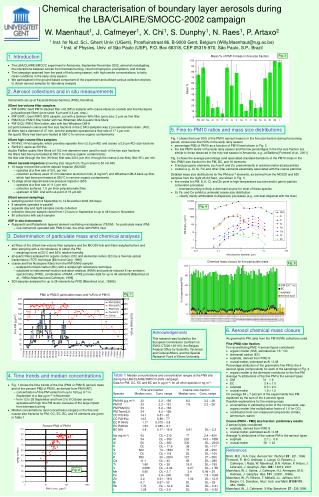 C hemical characterisation of boundary layer aerosols during the LBA/CLAIRE/SMOCC-2002 campaign