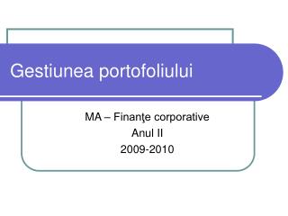 Gestiunea portofoliului