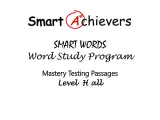 SMART WORDS Word Study Program