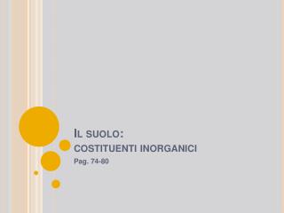 Il suolo: costituenti inorganici