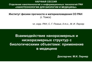 Докладчик : М.И. Лернер