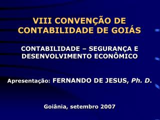 VIII CONVENÇÃO DE CONTABILIDADE DE GOIÁS