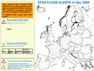 Activated EFAS Alert issued on – for river - confirmed