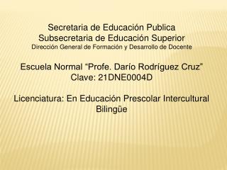 Secretaria de Educación Publica Subsecretaria de Educación Superior