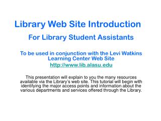 Library Web Site Introduction