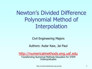 Newton’s Divided Difference Polynomial Method of Interpolation
