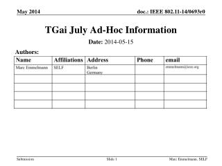 TGai July Ad-Hoc Information