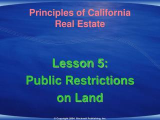 Principles of California Real Estate