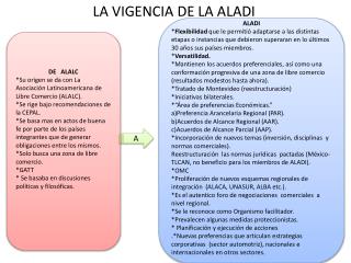 LA VIGENCIA DE LA ALADI