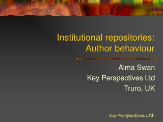 Institutional repositories: Author behaviour