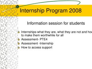 Internship Program 2008