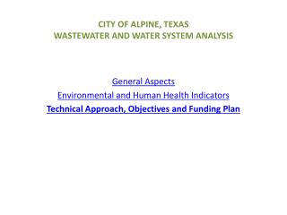 CITY OF ALPINE, TEXAS WASTEWATER AND WATER SYSTEM ANALYSIS