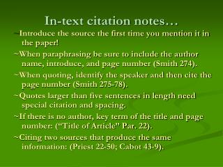 In-text citation notes…