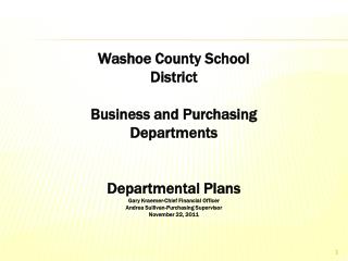 Washoe County School District Business and Purchasing Departments Departmental Plans