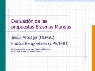 Evaluación de las propuestas Erasmus Mundus