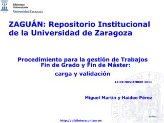 ZAGUÁN: Repositorio Institucional de la Universidad de Zaragoza