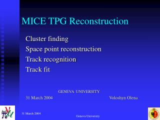 MICE TPG Reconstruction