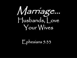 Marriage… Husbands, Love Your Wives