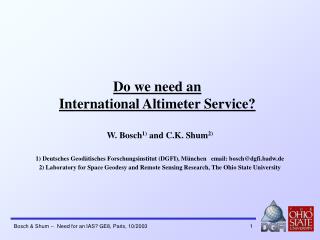 Do we need an International Altimeter Service?