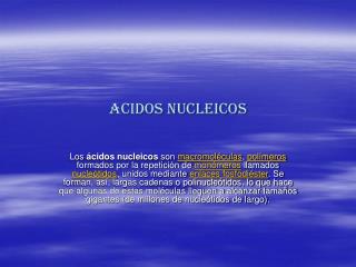 ACIDOS NUCLEICOS