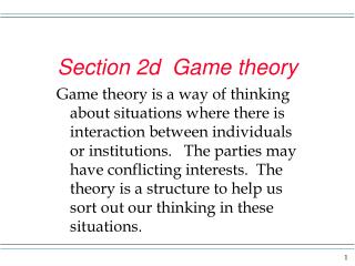 Section 2d Game theory