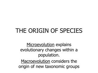 THE ORIGIN OF SPECIES