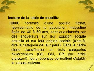 lecture de la table de mobilit é