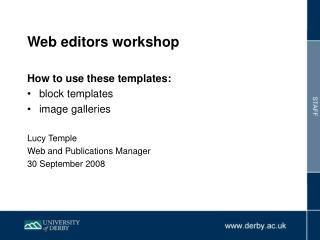 Web editors workshop