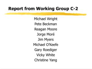 Report from Working Group C-2