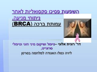 השפעות פסיכו סקסואליות לאחר ניתוחי מניעה. עמותת ברכה ( BRCA )