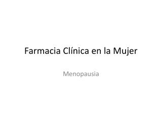 Farmacia Clínica en la Mujer