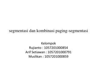 segmentasi dan kombinasi paging-segmentasi