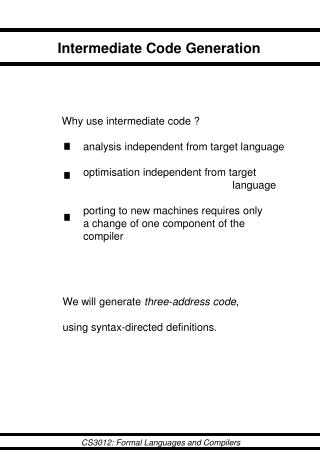 Intermediate Code Generation