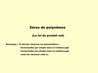 Zéros de polynômes