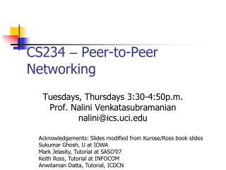 CS234 – Peer-to-Peer Networking