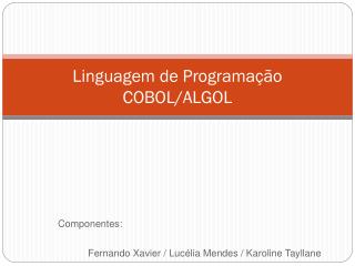 Linguagem de Programação COBOL/ALGOL