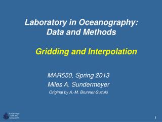 Laboratory in Oceanography: Data and Methods