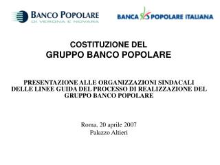 COSTITUZIONE DEL GRUPPO BANCO POPOLARE