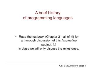 A brief history of programming languages