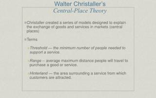 Walter Christaller’s Central-Place Theory