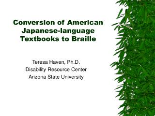 Conversion of American Japanese-language Textbooks to Braille