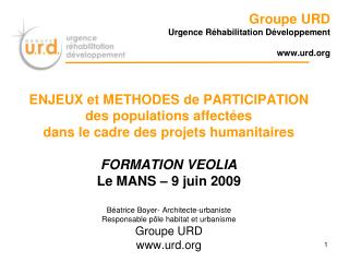 Groupe URD Urgence Réhabilitation Développement urd